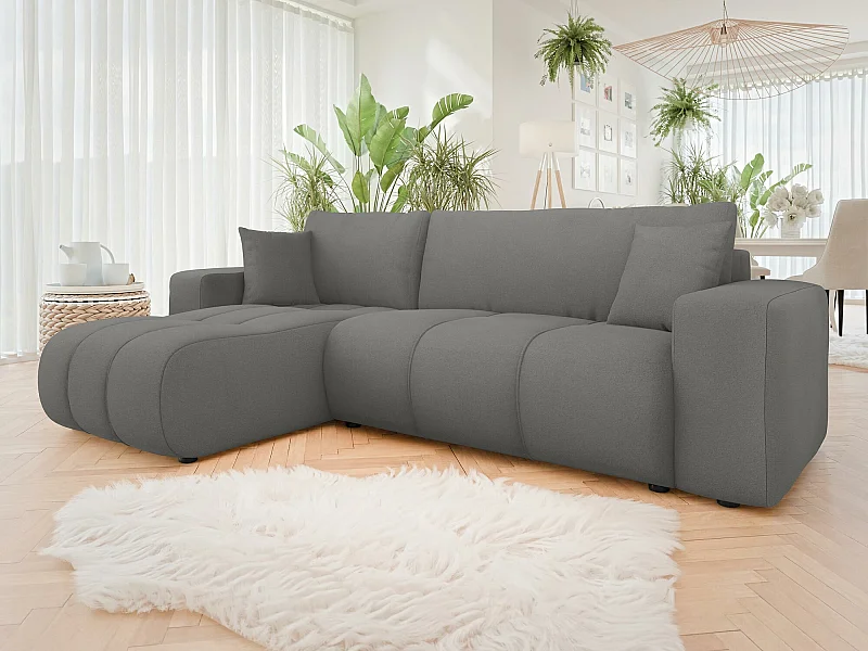 Canapé d'angle Comfivo 361, Gris, Disponible, 244x145x82cm