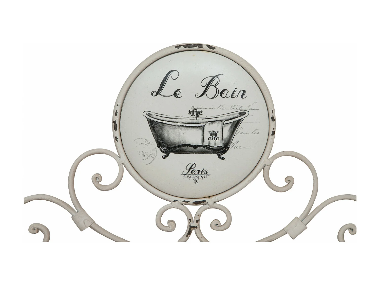 Porte-serviettes mural « Le Bain Paris » 30x6x25cm - Porte-serviettes de salle de bain en fer forgé Shabby Chic