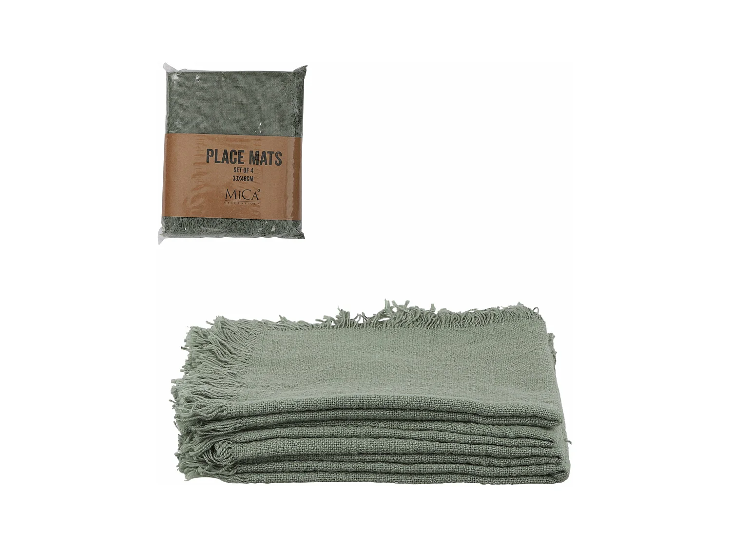 Tischset-Set aus Baumwolle - 48 x 33 - Grün - XAVIE