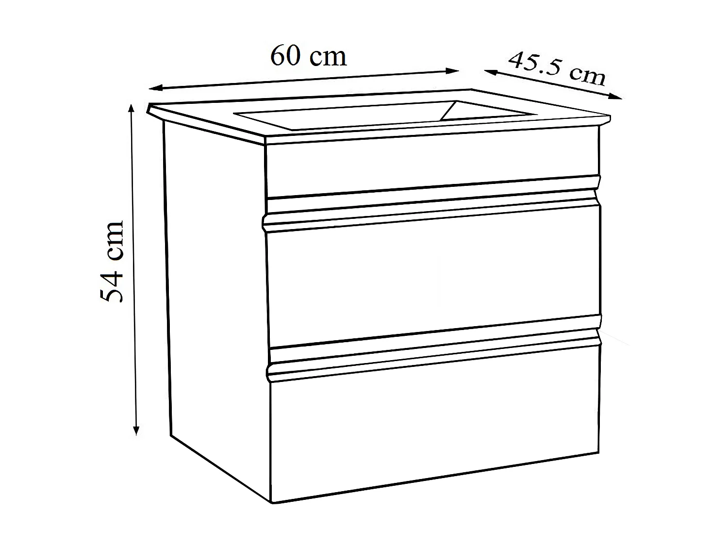 Bathroom furniture washbasin Silora Anthracite H. 54 x W. 60 x D. 46 cm