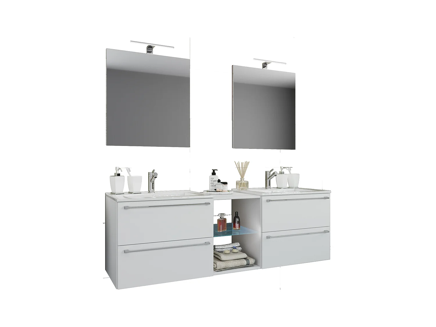 Lavabo de muebles de baño Badinos Roble de miel AL. 152 x AN. 146 x P. 46 cm