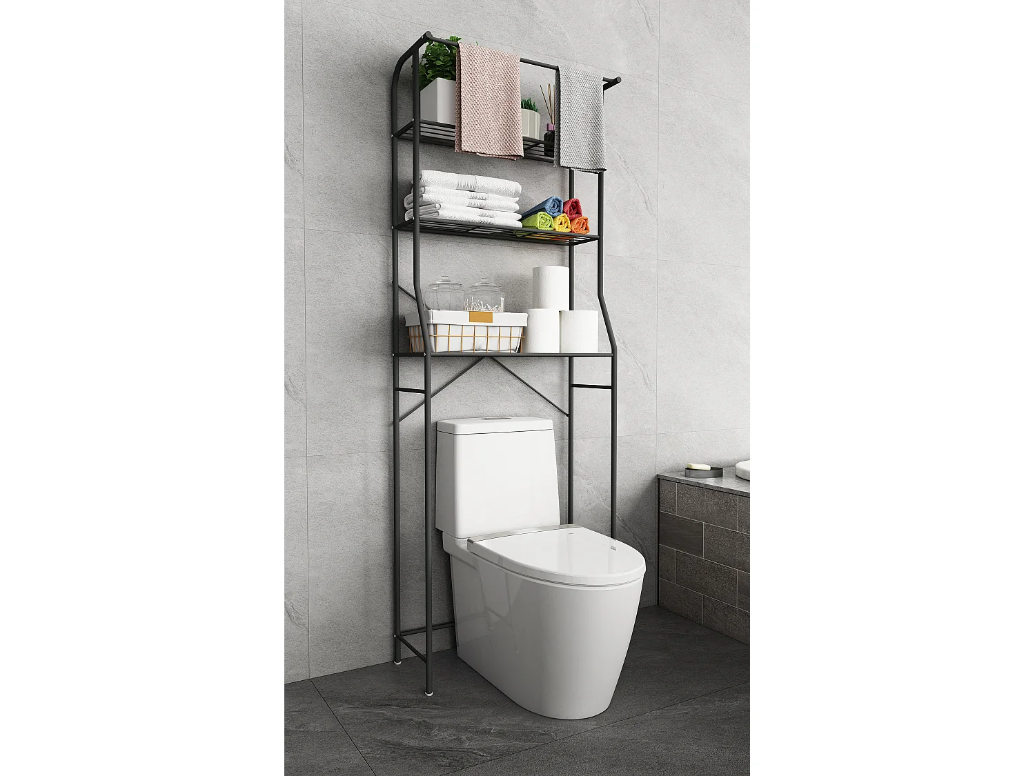 VCM Meuble de salle de bains en métal Armoire de toilette Tubas EOL (noir)