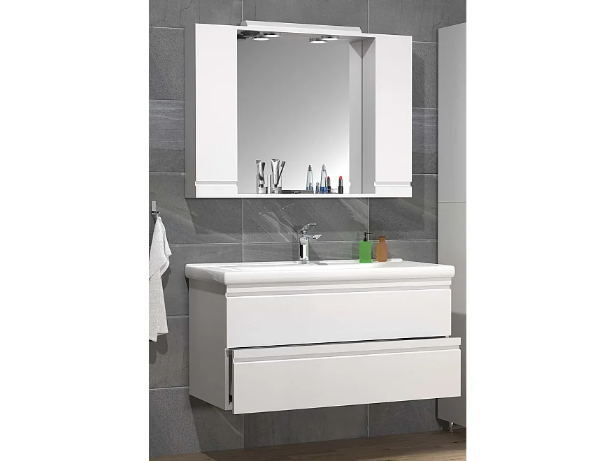 Bathroom furniture washbasin Silora White H. 125 x W. 100 x D. 46 cm