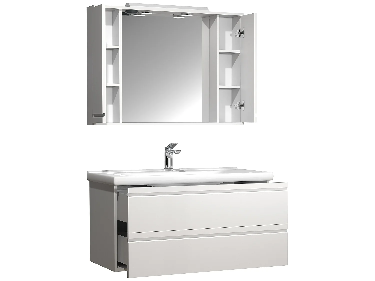 Bathroom furniture washbasin Silora White H. 125 x W. 100 x D. 46 cm