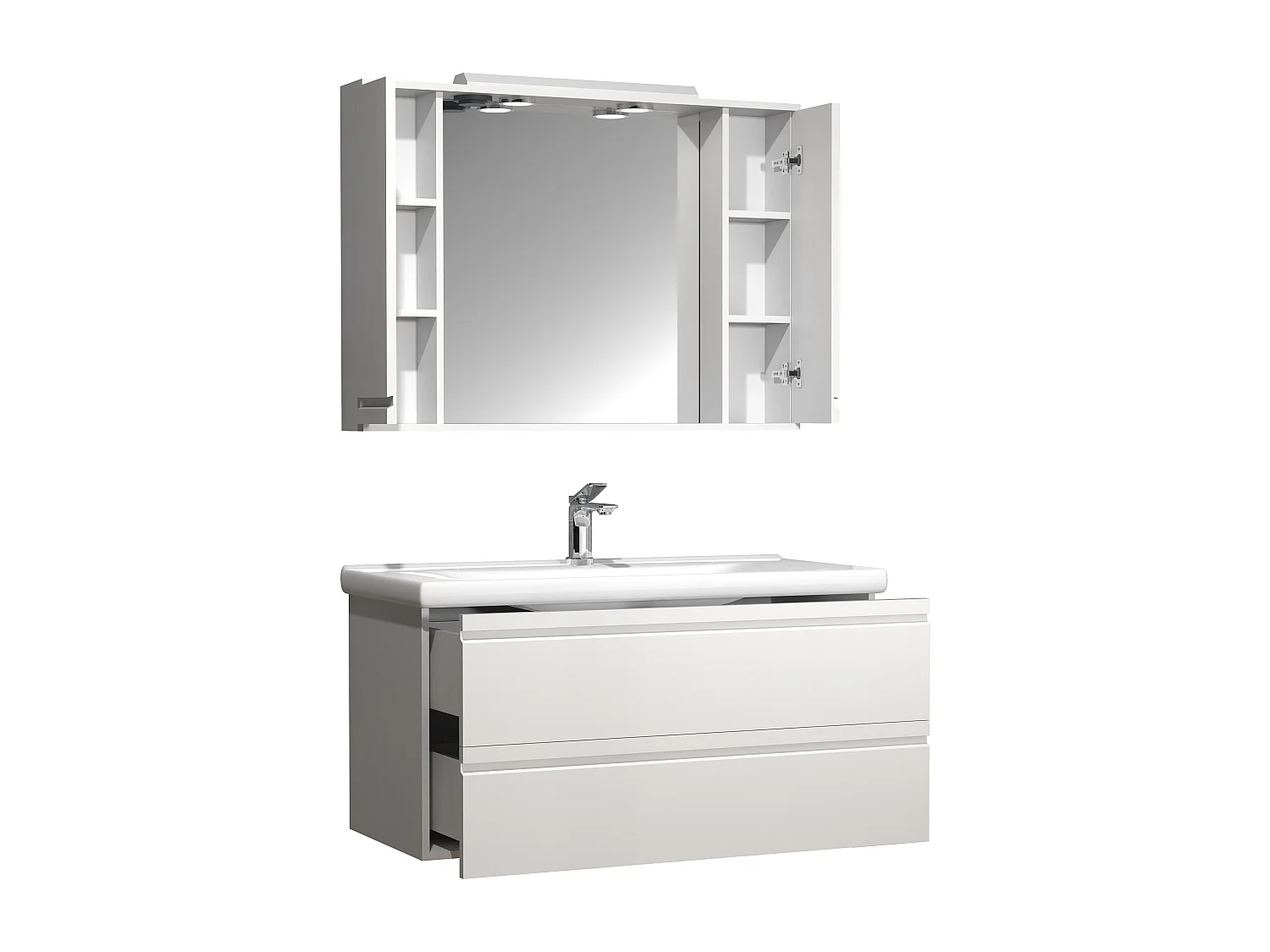 Bathroom furniture washbasin Silora White H. 125 x W. 100 x D. 46 cm