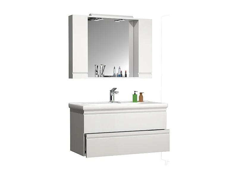 Bathroom furniture washbasin Silora White H. 125 x W. 100 x D. 46 cm