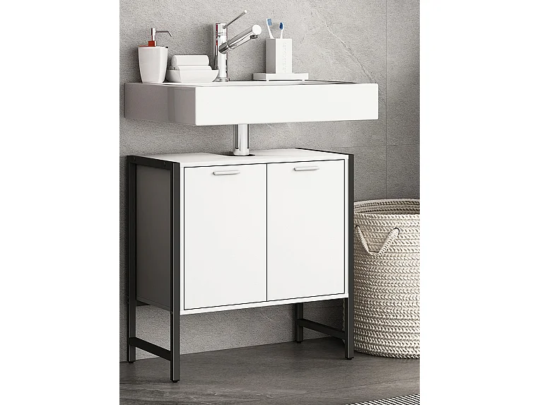 Mobiliário de banheiro armário de lavatório Edino Branco A. 60 x L. 60 x P. 30 cm