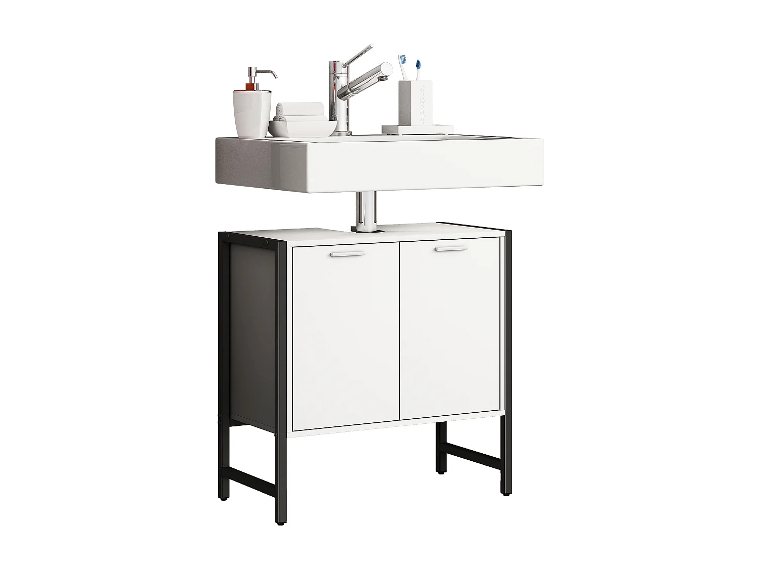 Bathroom furniture washbasin cabinet Edino White H. 60 x W. 60 x D. 30 cm