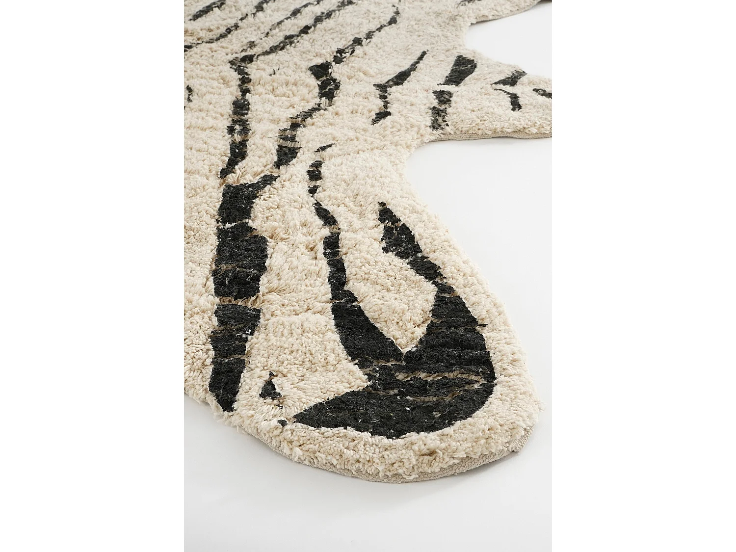 Vloerkleed van katoen - 180 x 120 - Zwart, wit -