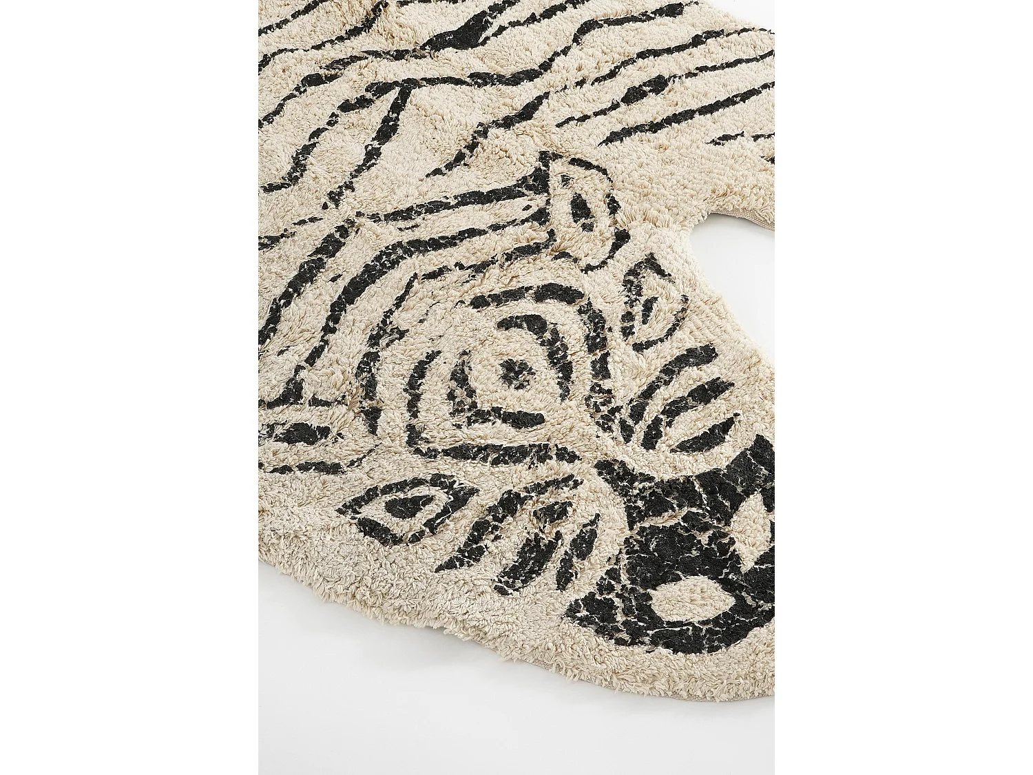 Vloerkleed van katoen - 180 x 120 - Zwart, wit -