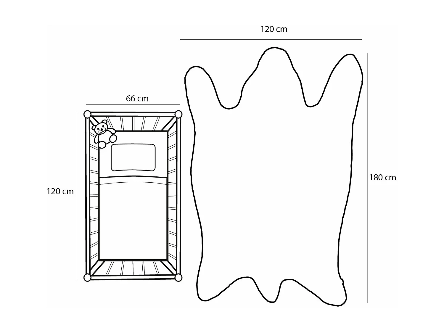 Vloerkleed van katoen - 180 x 120 - Zwart, wit -