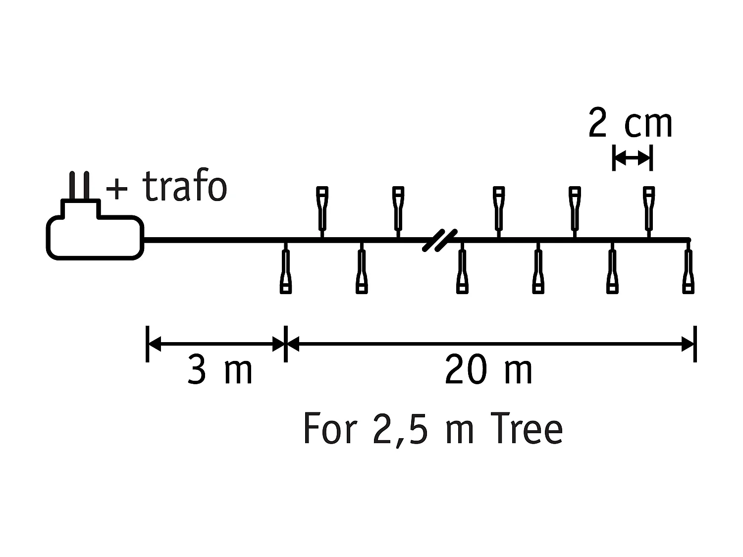 Guirlandes lumineuses en pvc - 2000 - Blanc chaud -