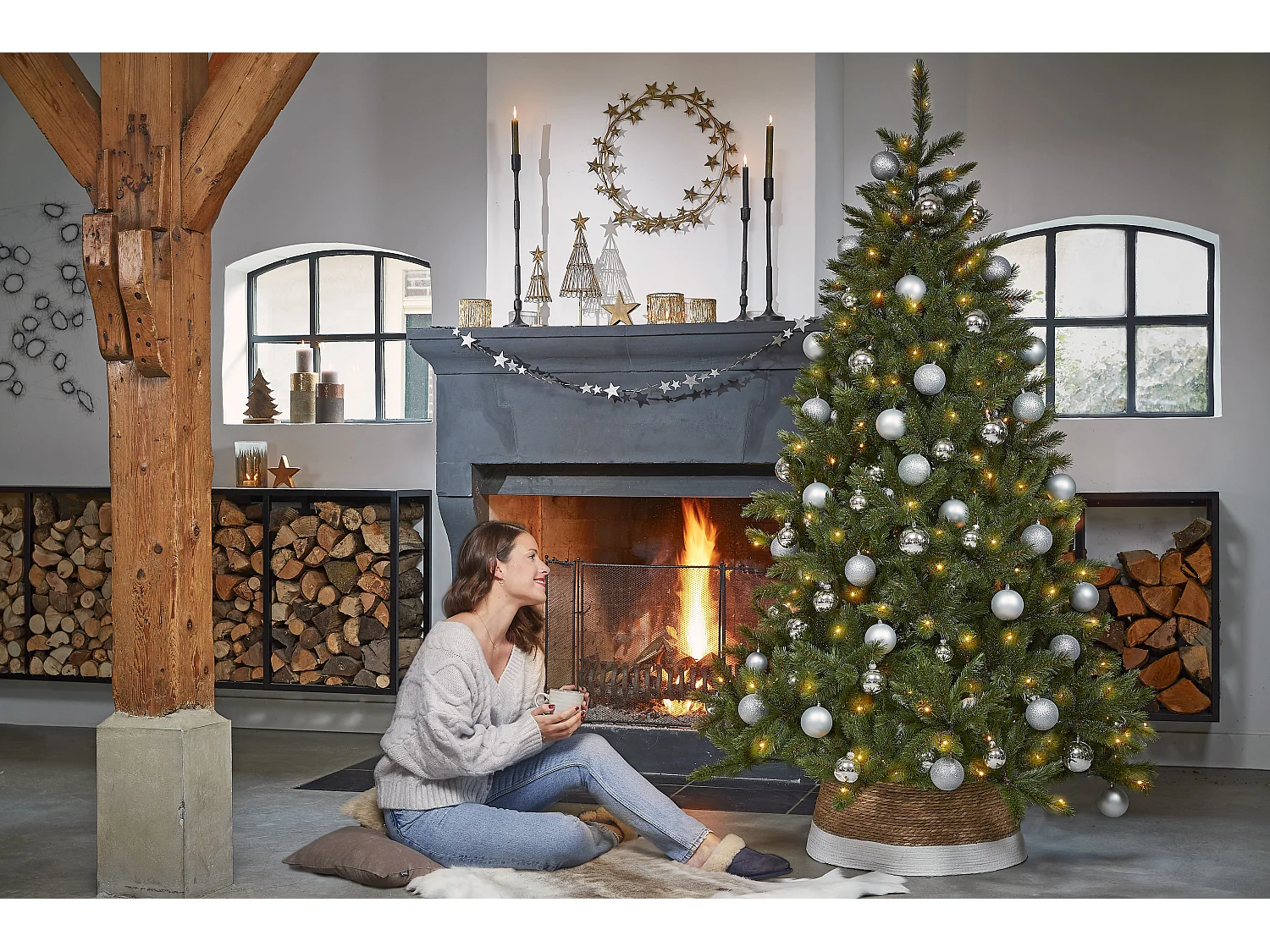 Árbol de Navidad artificial de PVC Hardneedle - 260 x Ø163 - Verde - BRISTLECONE FIR