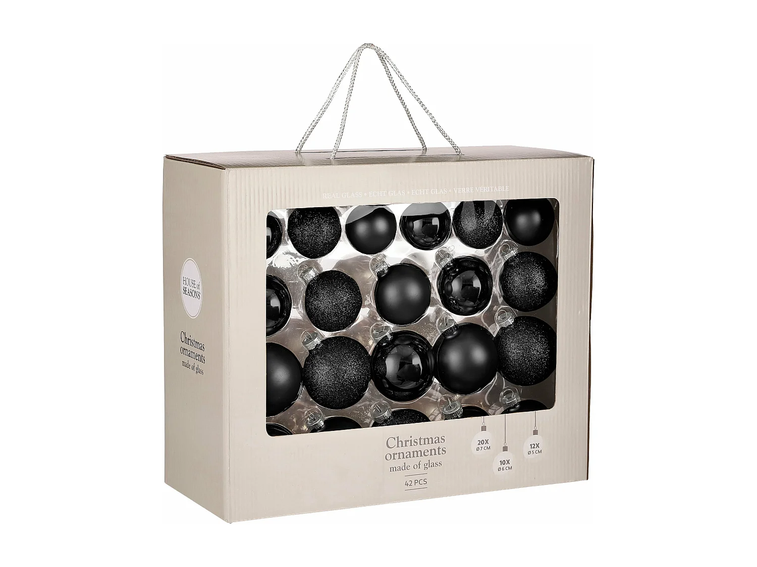 Set de adornos de Navidad de Vidrio - Ø7 - Negro - GLASS BAUBLES