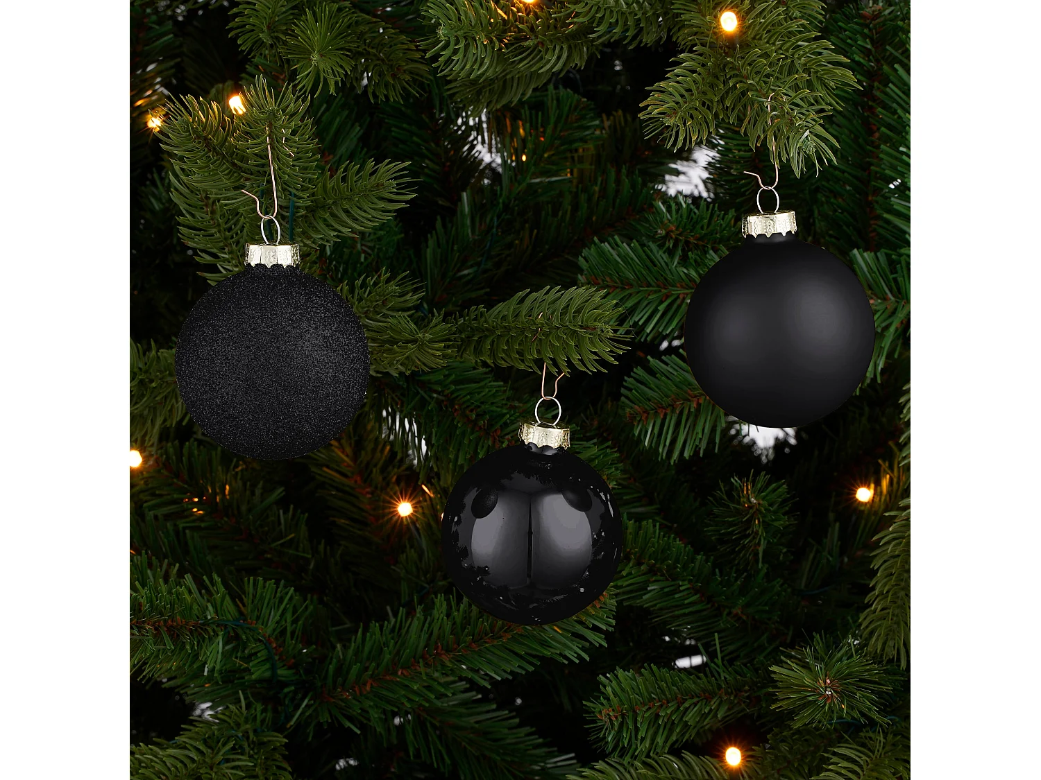 Set de adornos de Navidad de Vidrio - Ø7 - Negro - GLASS BAUBLES