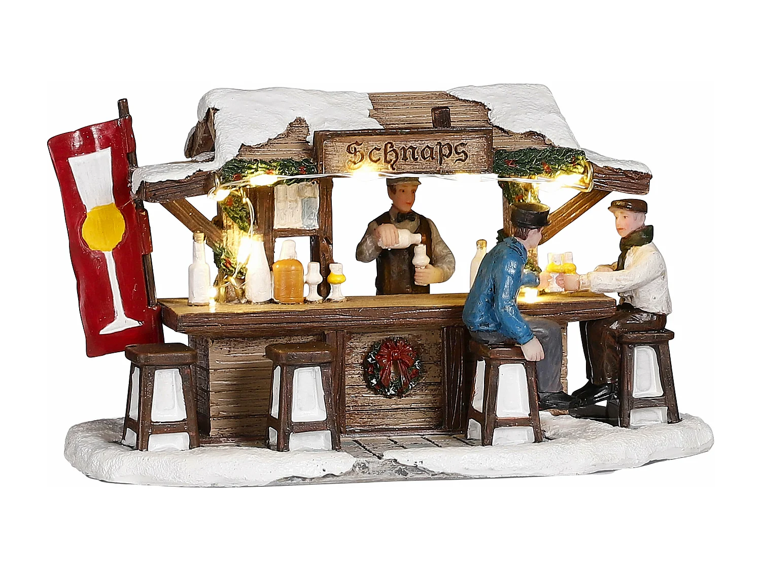 Village de noel anime et lumineux en polyrésine - 16 x 7,5 x 9 - Multicolore - LUVILLE ORIGINALS