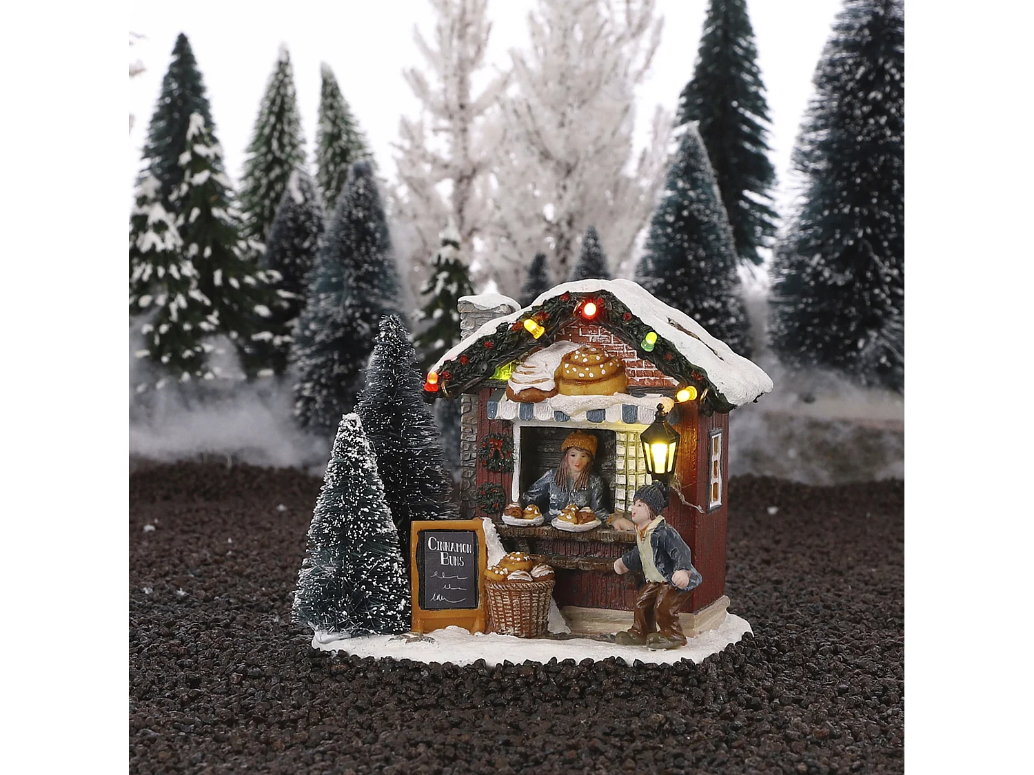 Village de noel anime et lumineux en polyrésine - 12 x 8.5 x 10.5 - Multicolore - LUVILLE ORIGINALS