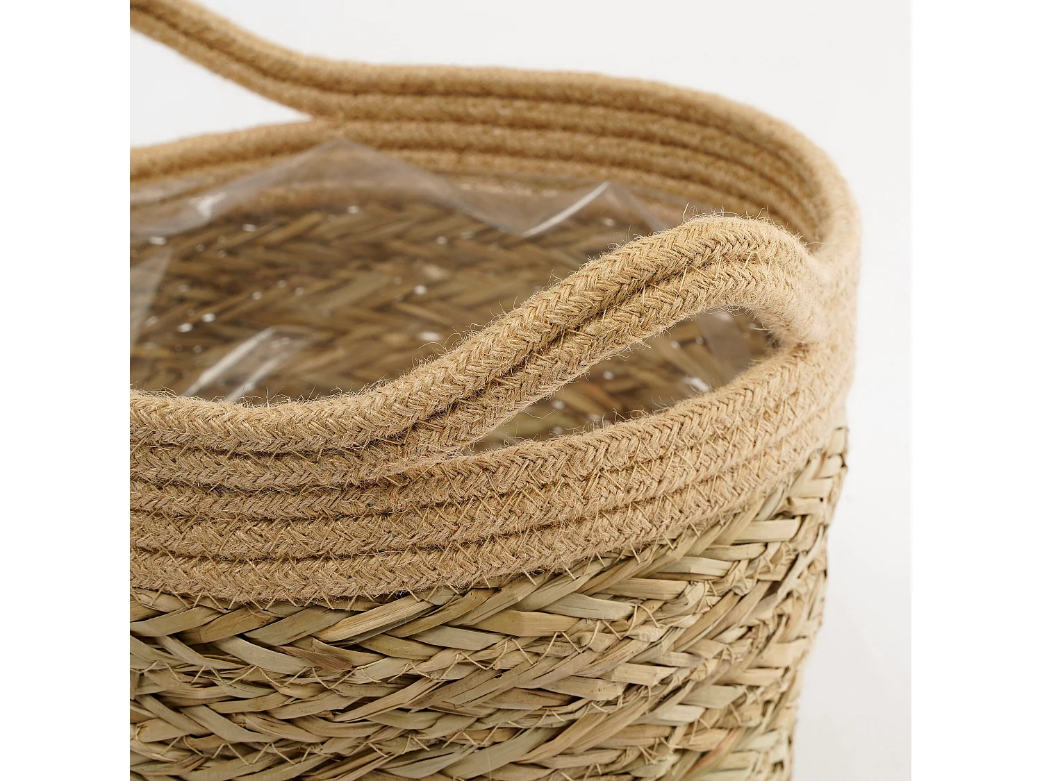 Plantenmand set van zeegras en plastic - 28 x Ø30 - Lichtbruin - ANNE