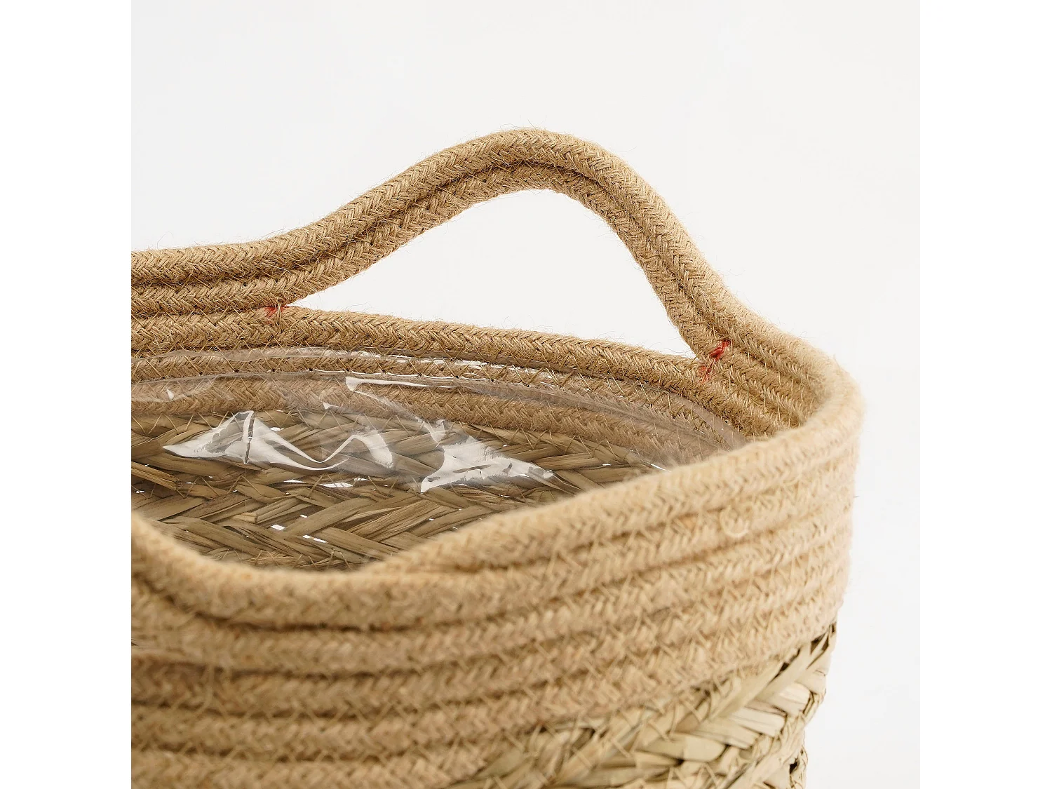 Plantenmand set van zeegras en plastic - 28 x Ø30 - Lichtbruin - ANNE