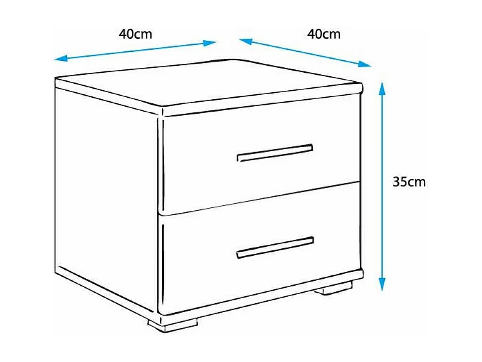 Table de chevet pour Chambre à coucher en Blanc et Noir 40x40x35cm Beatriz