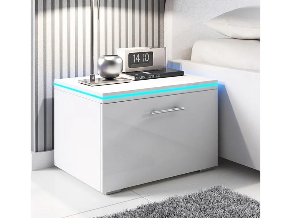 Mesita de noche para Dormitorio en Blanco con LED 50x45x36,5cm Victoria