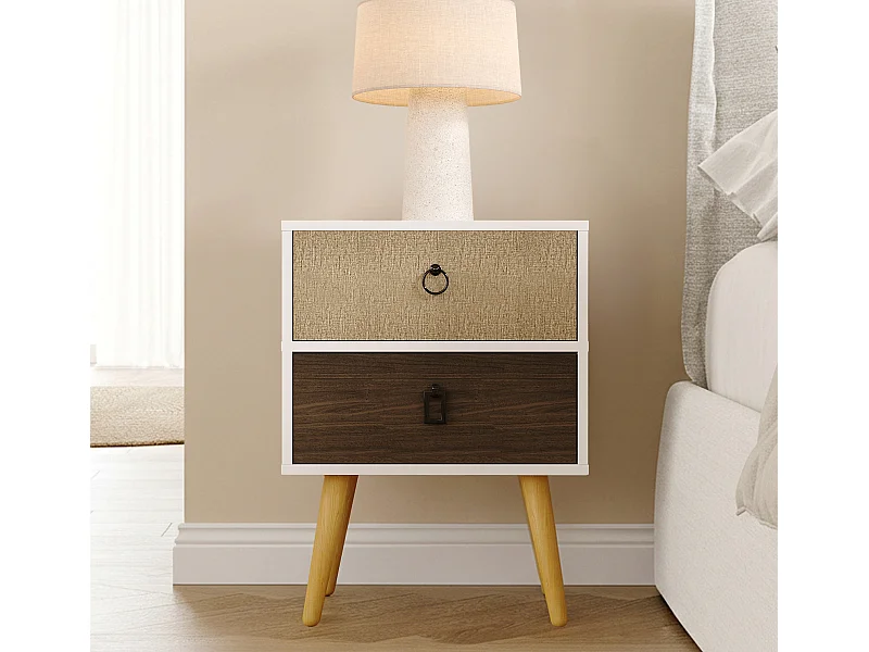 Table de chevet pour Chambre à coucher en Multicolore 45x29,5x52,5cm Leticia