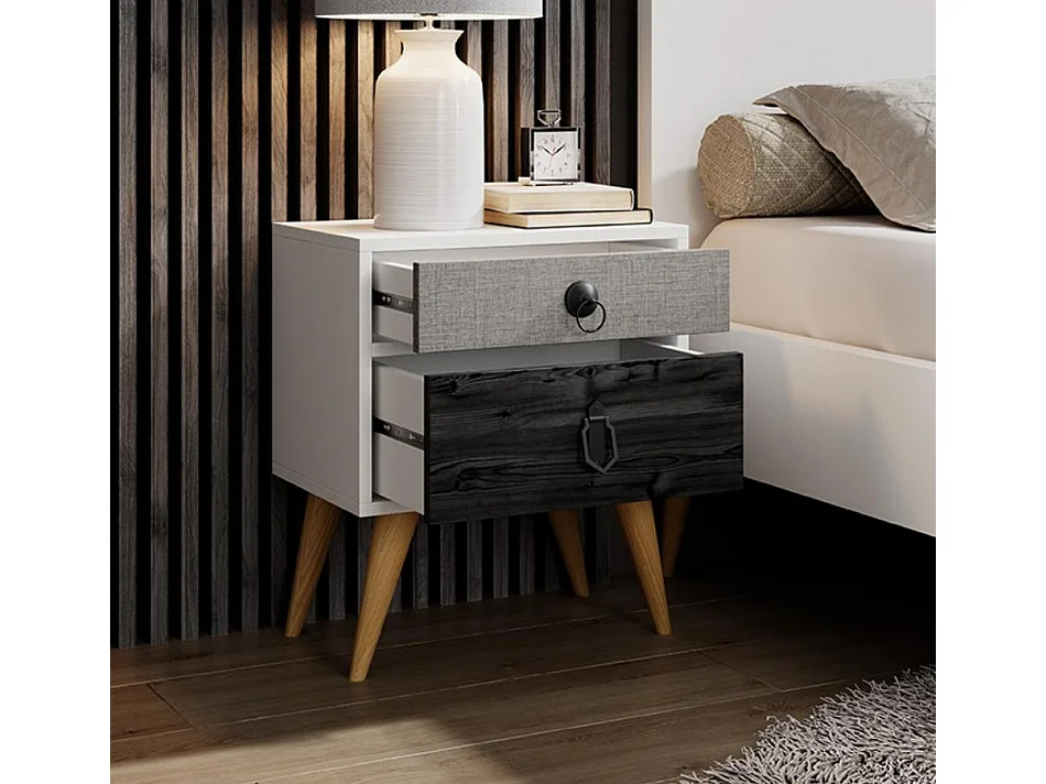 Table de chevet pour Chambre à coucher en Multicolore 45x29,5x52,5cm Leticia