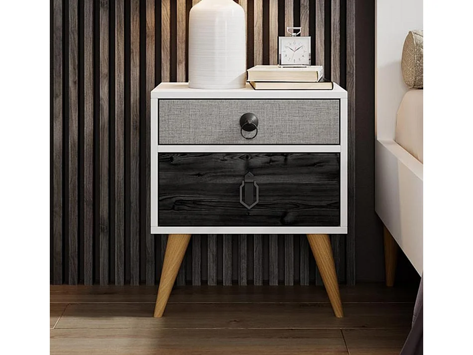 Table de chevet pour Chambre à coucher en Multicolore 45x29,5x52,5cm Leticia