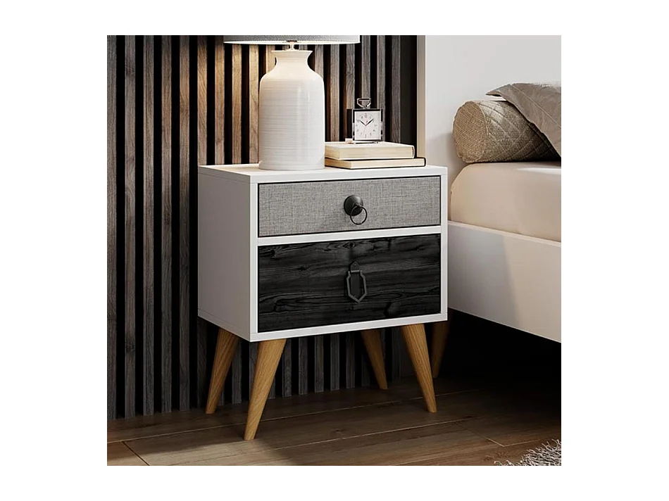 Table de chevet pour Chambre à coucher en Multicolore 45x29,5x52,5cm Leticia