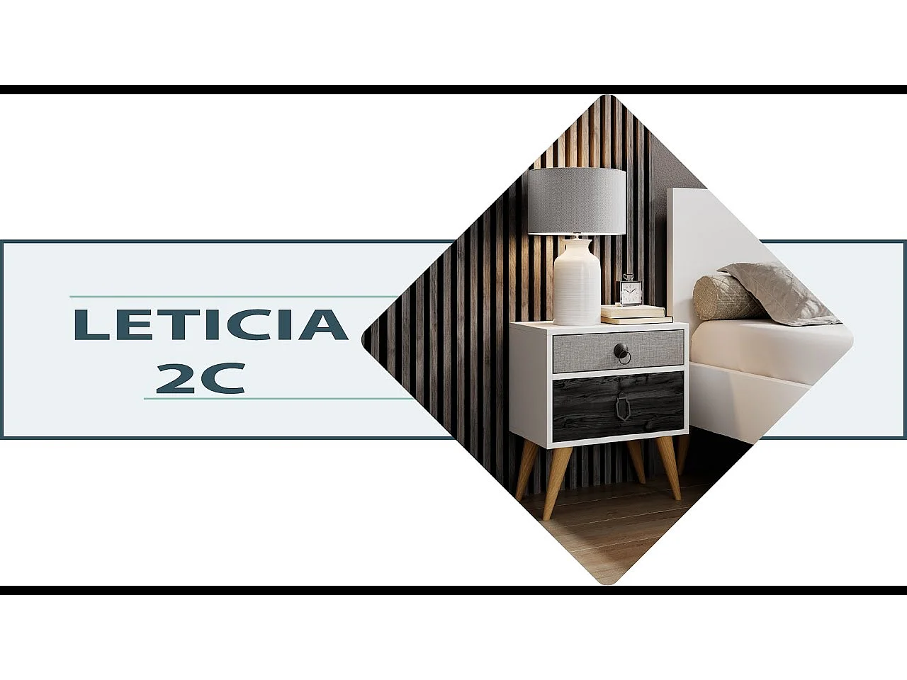 Mesita de noche para Dormitorio en Multicolor 45x29,5x52,5cm Leticia