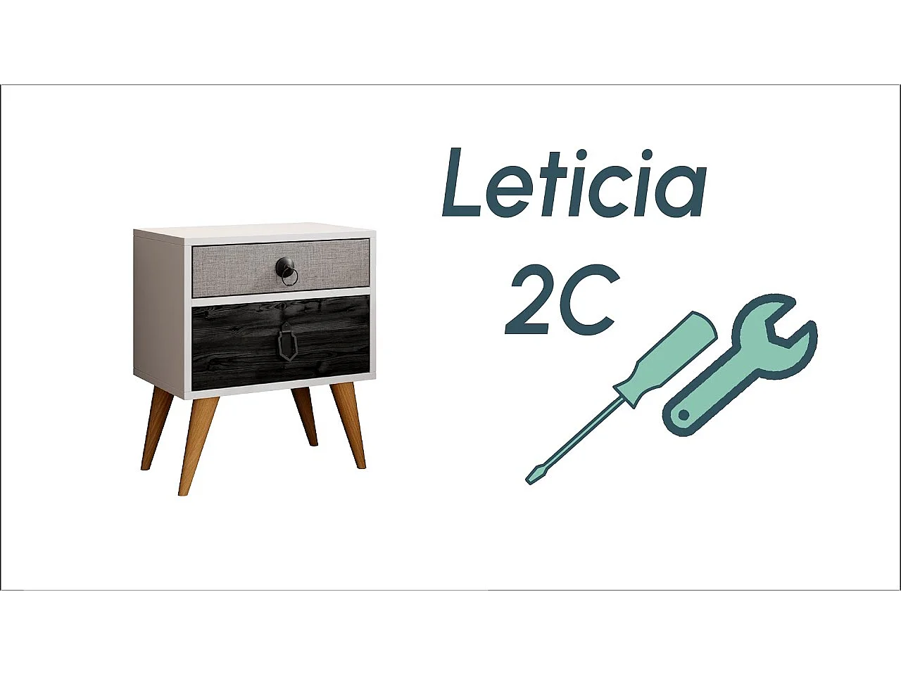 Mesita de noche para Dormitorio en Multicolor 45x29,5x52,5cm Leticia