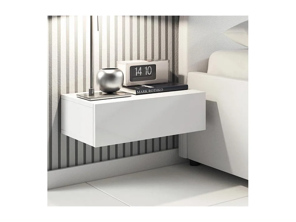 Table de chevet pour Chambre à coucher en Blanc 46x34x15cm Europa