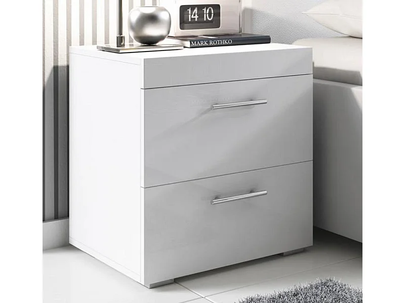 Table de chevet pour Chambre à coucher en Blanc 45x40x50cm Ciro