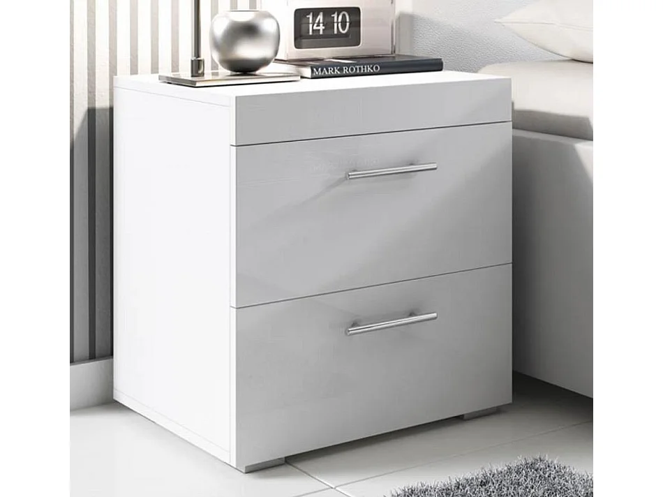 Table de chevet pour Chambre à coucher en Blanc 45x40x50cm Ciro