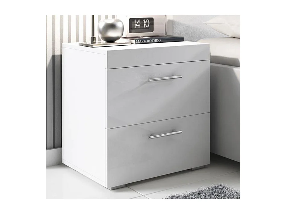 Table de chevet pour Chambre à coucher en Blanc 45x40x50cm Ciro