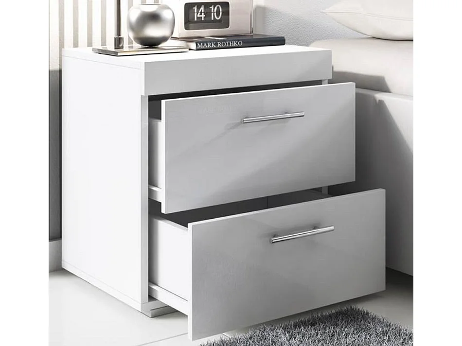 Mesita de noche para Dormitorio en Blanco 45x40x50cm Ciro