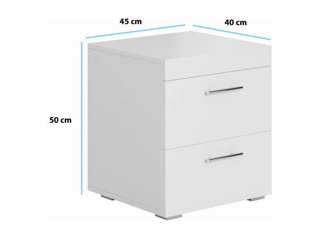 Mesita de noche para Dormitorio en Blanco y Negro 45x40x50cm Ciro