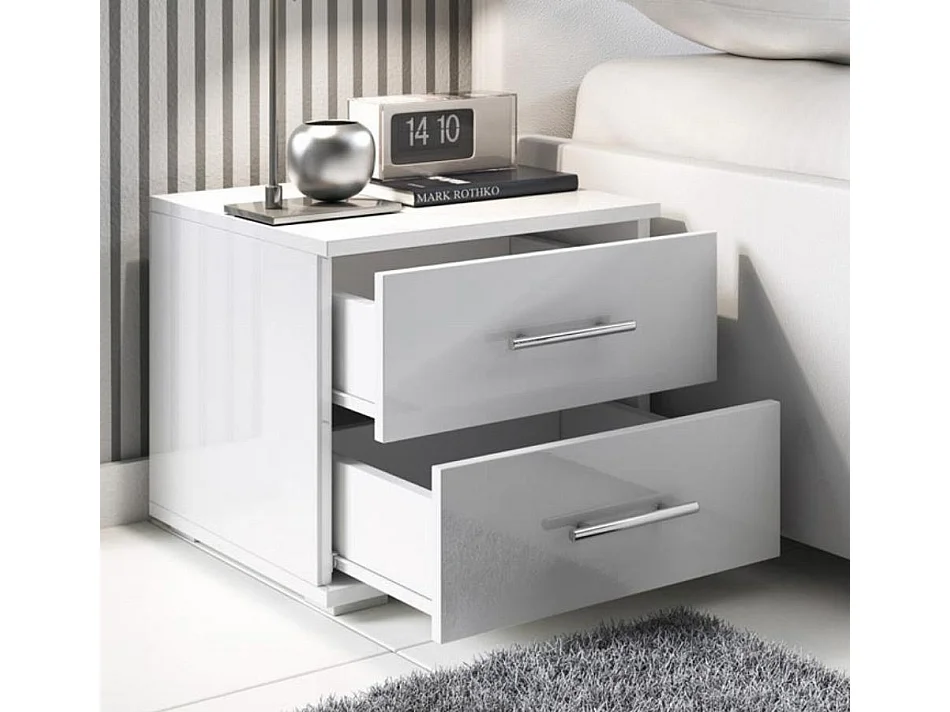 Mesita de noche para Dormitorio en Blanco 40x40x35cm Beatriz