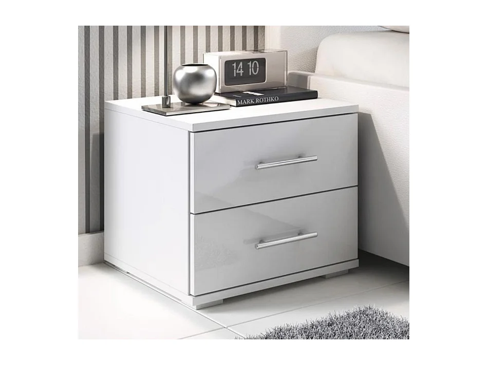 Table de chevet pour Chambre à coucher en Blanc 40x40x35cm Beatriz