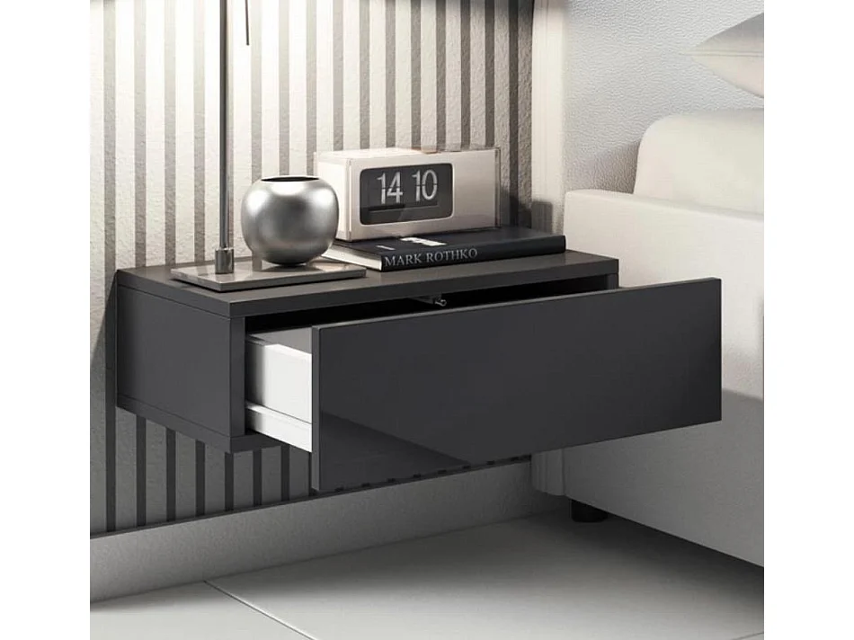 Lot 2 Tables de chevet pour Chambre à coucher en Noir 46x34x15cm Europa