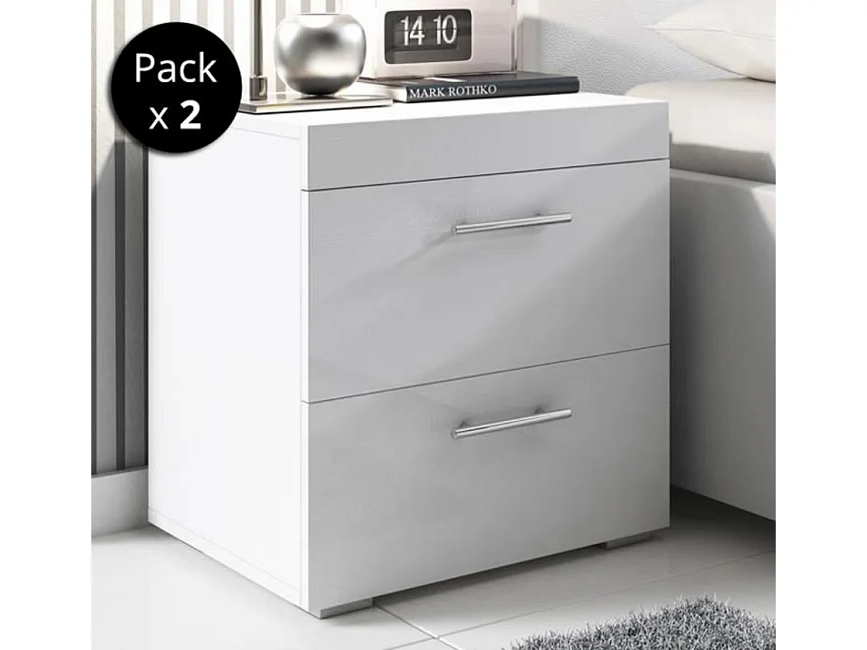 Pack 2 Mesitas de noche para Dormitorio en Blanco 45x40x50cm Ciro