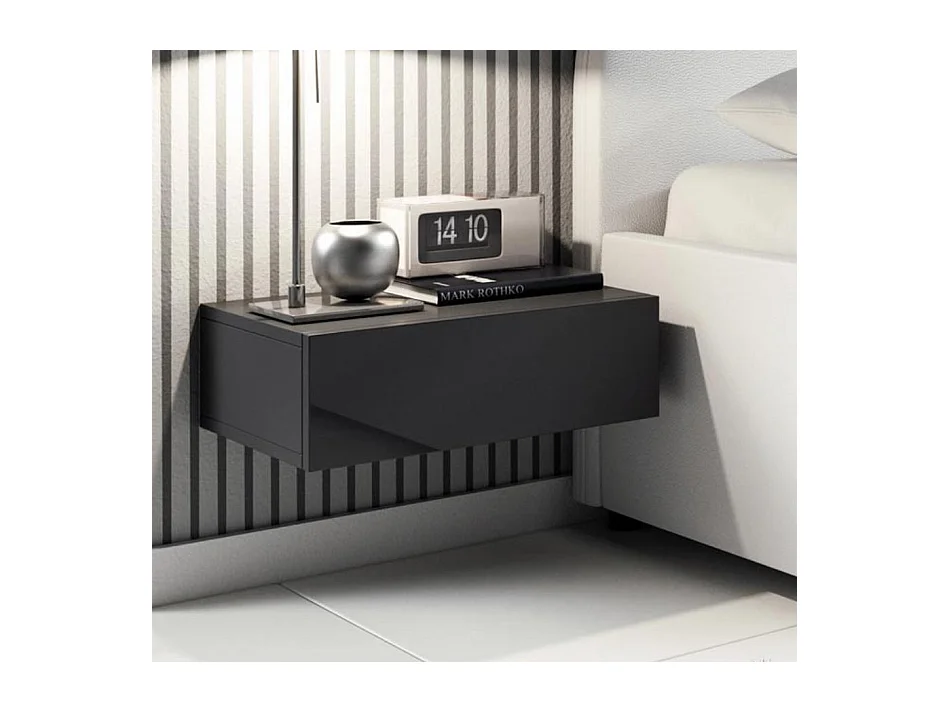 Table de chevet pour Chambre à coucher en Noir 46x34x15cm Europa
