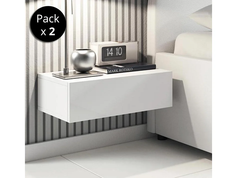 Pack 2 Mesitas de noche para Dormitorio en Blanco 46x34x15cm Europa