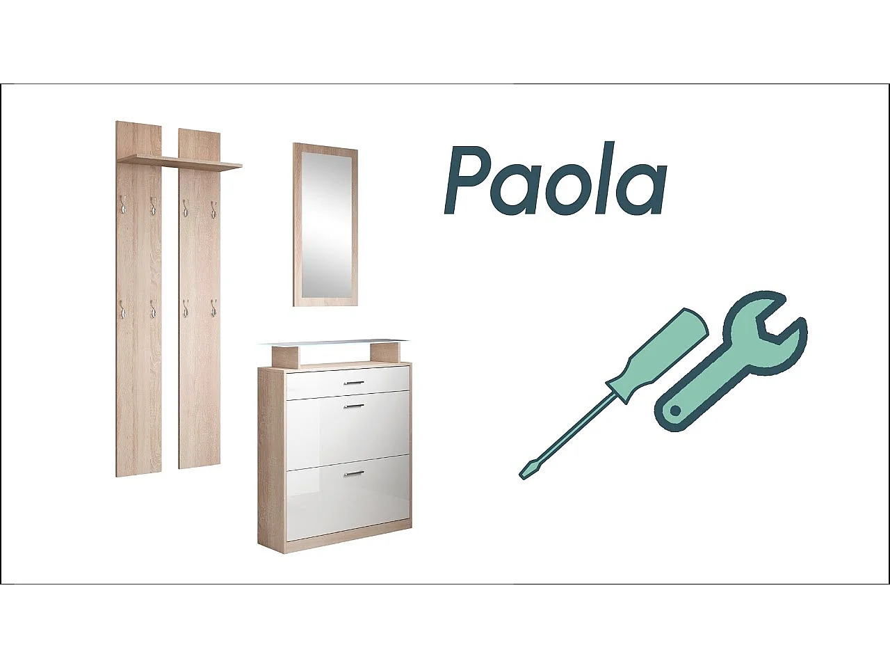 Conjunto recibidor para Entrada Pasillo en Blanco y Gris con LED 105x24x89cm Paola