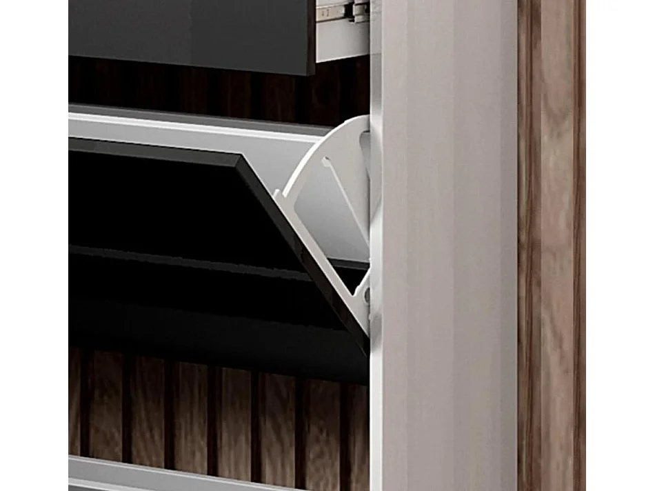 Ensemble d'entrée pour Hall d'entrée Couloir en Blanc et Noir avec LED 105x24x89cm Paola