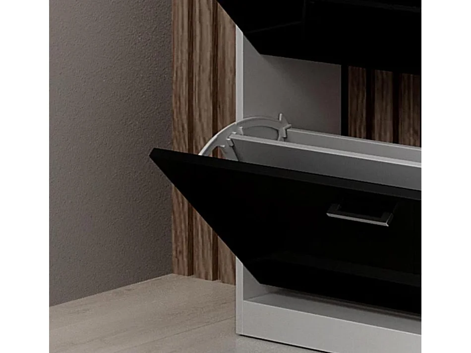 Ensemble d'entrée pour Hall d'entrée Couloir en Blanc et Noir avec LED 105x24x89cm Paola