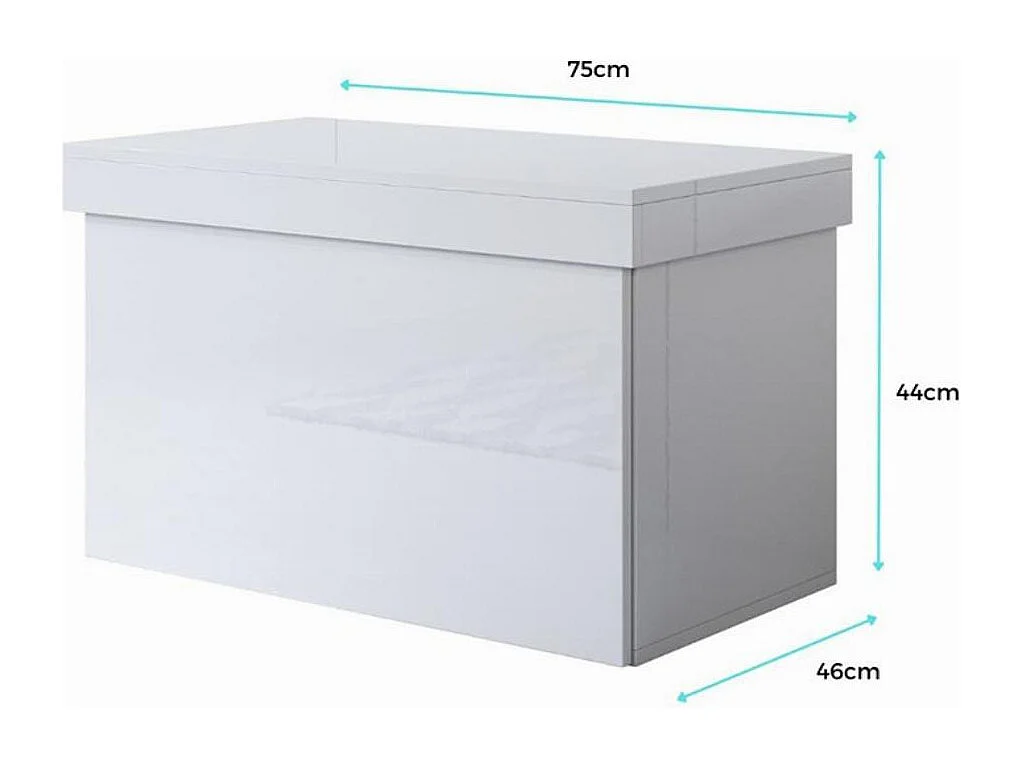 Meuble à chaussures pour Chambre à coucher en Blanc 75x46x44cm Dorian