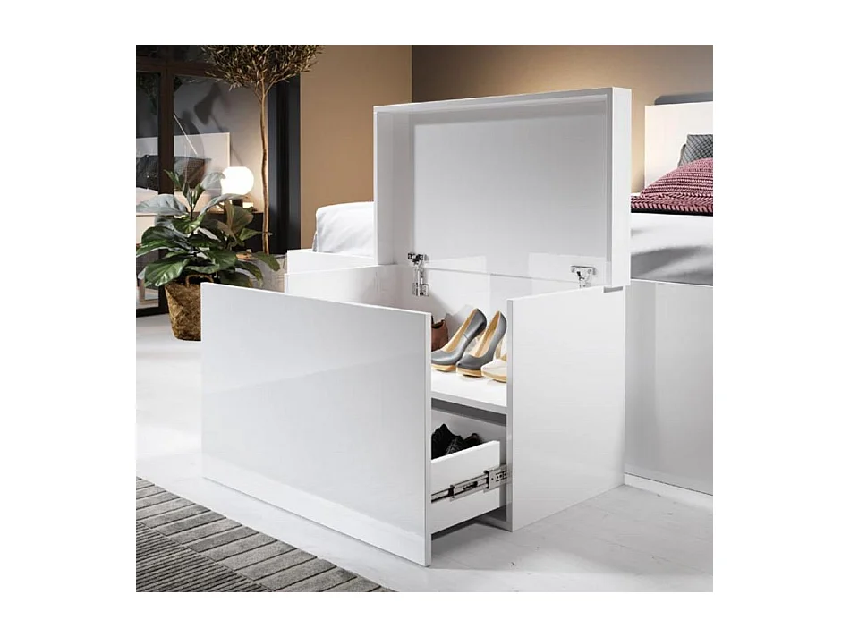 Meuble à chaussures pour Chambre à coucher en Blanc 75x46x44cm Dorian