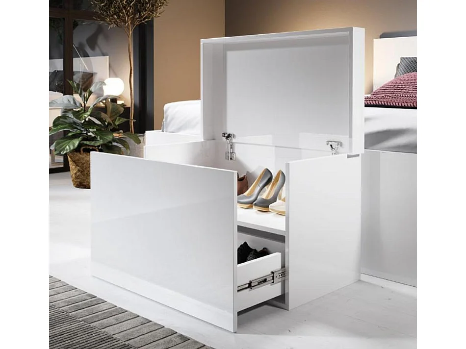 Meuble à chaussures pour Chambre à coucher en Blanc 75x46x44cm Dorian