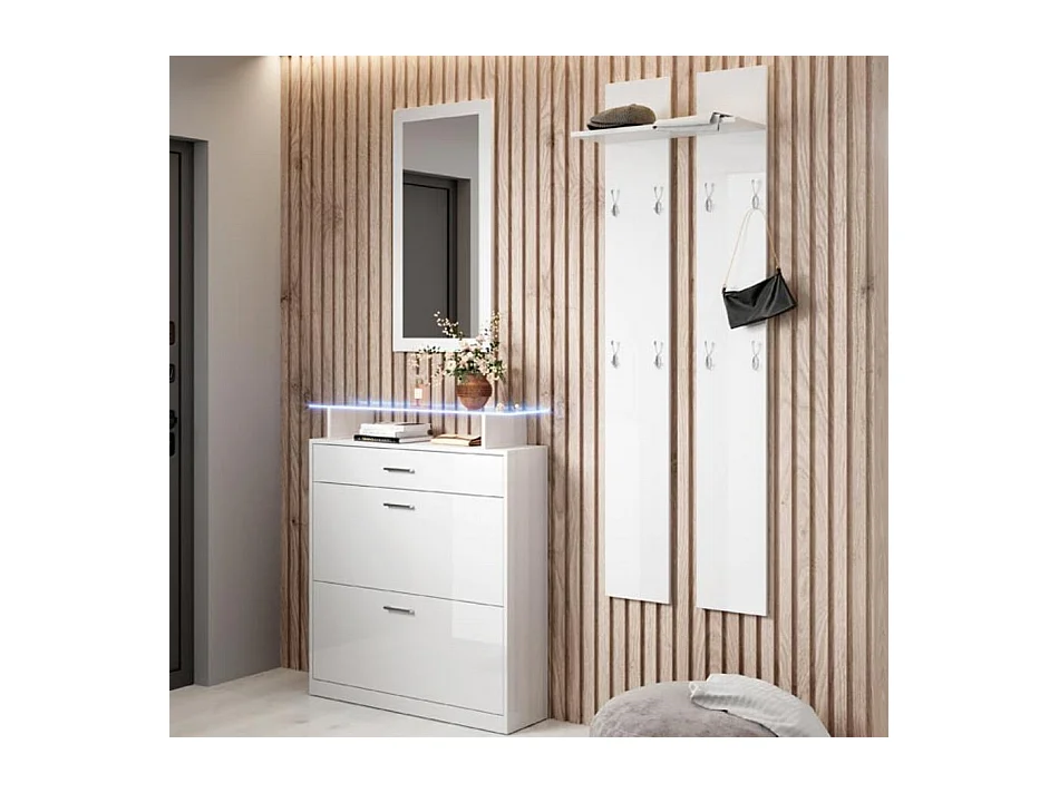 Ensemble d'entrée pour Hall d'entrée Couloir en Blanc avec LED 105x24x89cm Paola